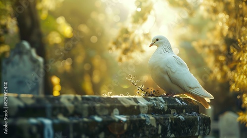 All Saints Day Tranquility, Dove in a Cemetery