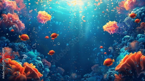 Undersea Coral Reef with Fish Life