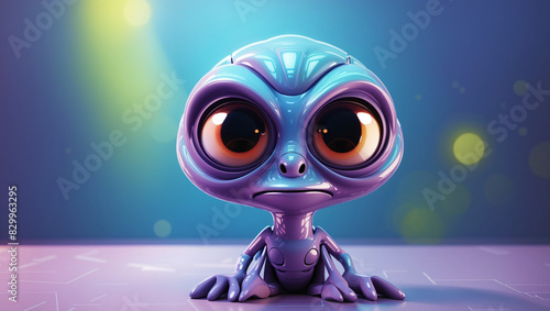 a purple alien creature with large eyes and ears.