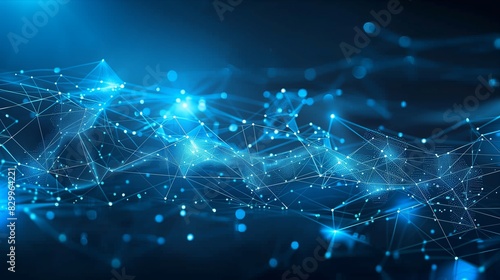 Abstract Blue Digital Network with Glowing Connections and Nodes