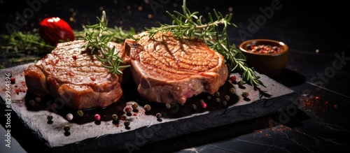 Pork steaks seasoned with s...
