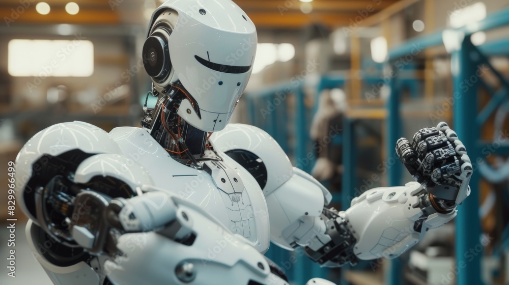 An advanced humanoid robot showcasing lifelike movements and high precision capabilities, demonstrating the forefront of robotics technology in artificial intelligence and human-machine interaction, An advanced humanoid robot showcasing lifelike movements and high precision capabilities, demonstrating the forefront of robotics technology in artificial intelligence and human-machine interaction,
