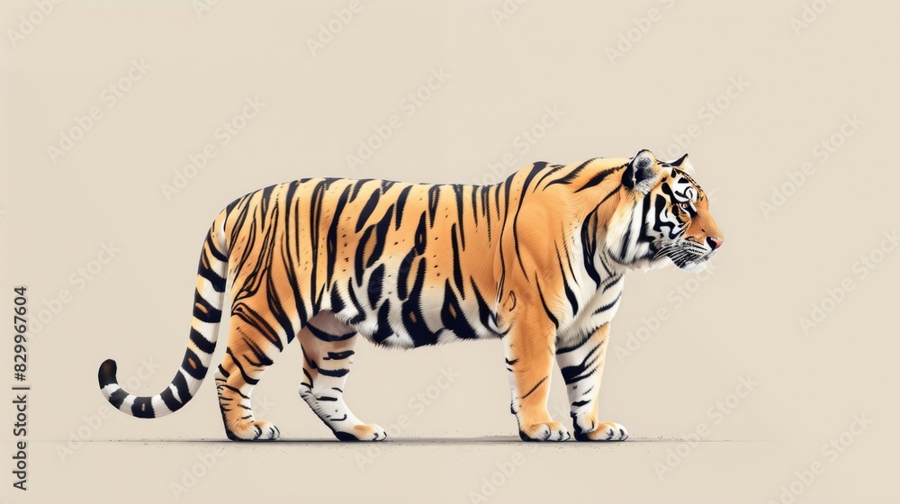 Obraz premium Habitat Preserver Theme Tiger in Flat Design