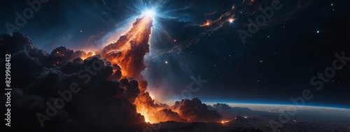 Stellar eruption amidst the mysteries of an unfamiliar universe.