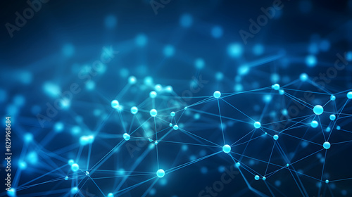 Digital blue network dotted line connection graphics poster background