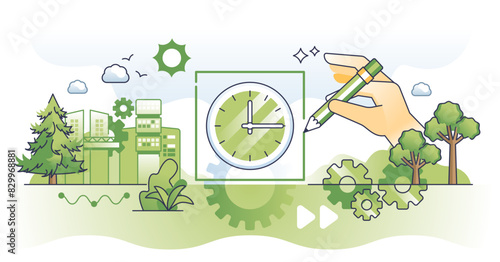 Time boxing as agile principle for time management outline hands concept, transparent background. Effective and productive project task organization with precise time resource allocation.