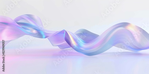 3D render of abstract glass ribbon on white background, delicate buissness background photo