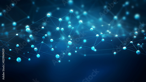 Digital blue network dotted line connection graphics poster background