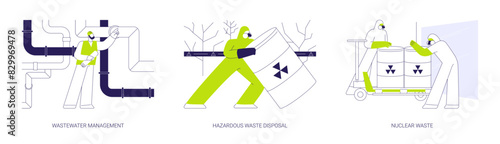 Toxic waste disposal abstract concept vector illustrations.