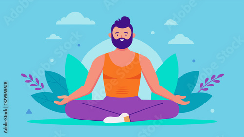 A male yogi and influencer who promotes body positivity by showing how yoga and mindfulness can help men connect with and appreciate their bodies.. Vector illustration
