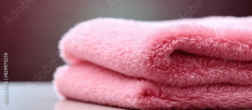 Fluffy terry bath towel serving as a background for a close up copy space image