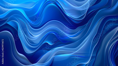 Liquid abstract background. Blue fluid vector banner template for social media, web sites. Wavy shapes. Generative AI.