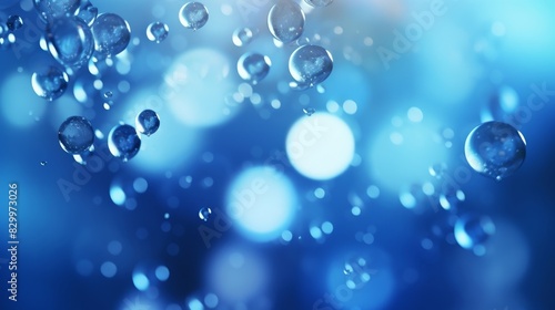 defocused soap bubble drops aquatic blue abstract celebration.