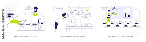 Medical statistics abstract concept vector illustrations.