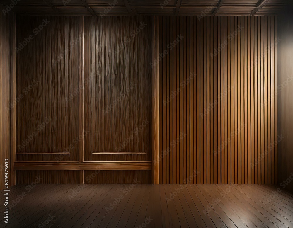 custom made wallpaper toronto digitalWooden board panel pattern with brown acoustic panels, diffused window light, modern architecture, interior acoustics, background.