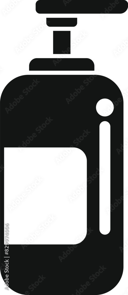 Black and white hand sanitizer bottle silhouette icon with pump. Vector graphic illustration for hygiene. Cleanliness. And germ protection in personal care and healthcare. Isolated on white background Black and white hand sanitizer bottle silhouette icon with pump. Vector graphic illustration for hygiene. Cleanliness. And germ protection in personal care and healthcare. Isolated on white background