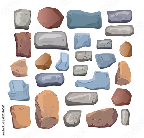 Stone road elements collection vector set