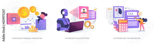AI in Finance and Accounting abstract concept vector illustrations.