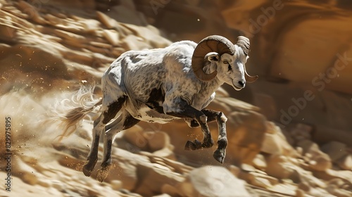 Sahelian Ram with a white and black coat.  photo