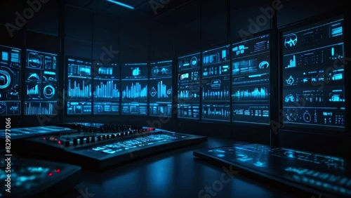 Wallpaper Mural Digital computer screens showing financial analytical data in a contemporary monitoring office, with finance specialists seated before the computers. Torontodigital.ca