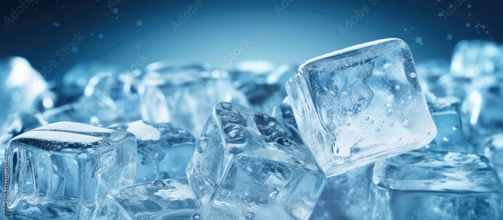 Image of ice cubes with space for text or design. with copy space image. Place for adding text or design