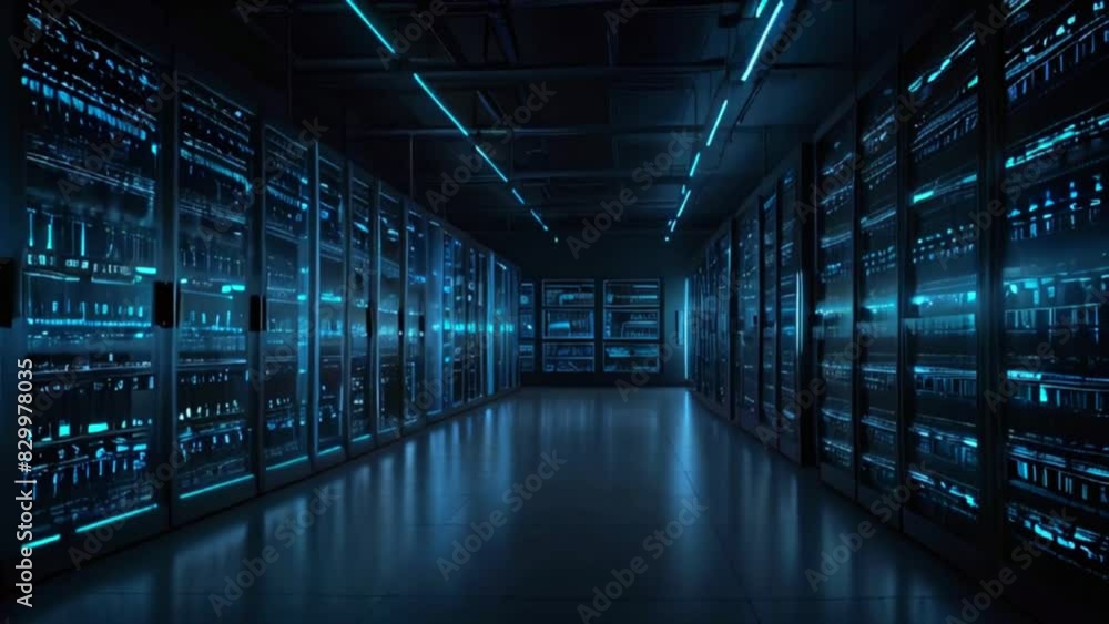 The network server room contains computers utilized for digital communications and internet connectivity, epitomizing the abstract concept of data. The network server room contains computers utilized for digital communications and internet connectivity, epitomizing the abstract concept of data.