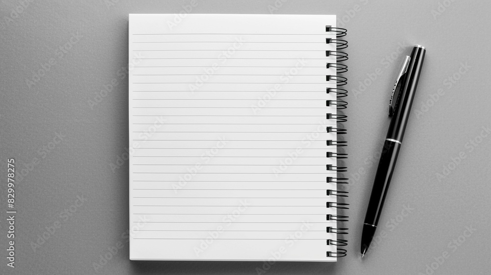 A blank notebook with lined paper and a pen A blank notebook with lined paper and a pen