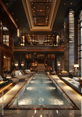 Indoor swimming pool of luxury hotel