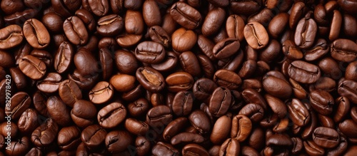 A background image featuring roasted coffee beans with copy space