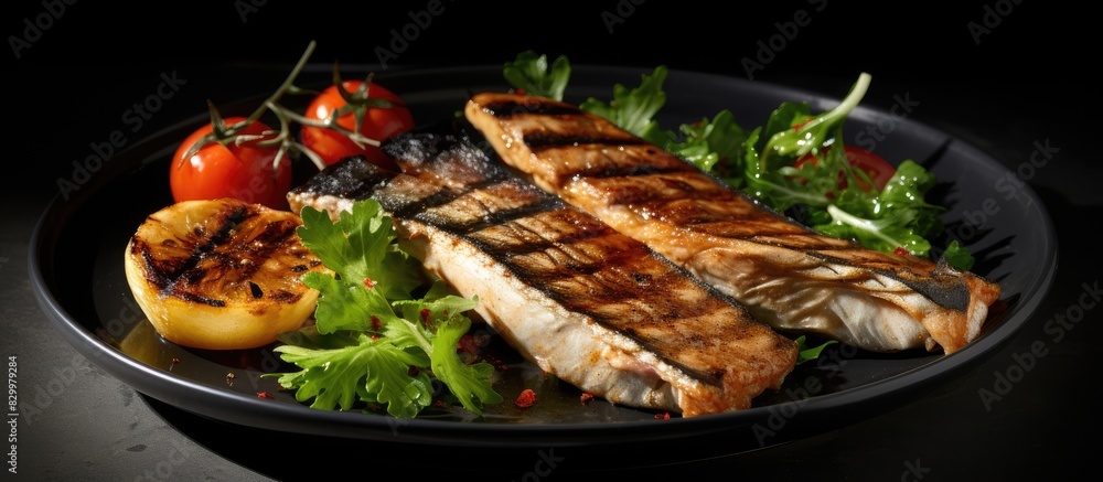 A delicious set meal featuring grilled mackerel fish perfect for a satisfying and flavorful dining experience. with copy space image. Place for adding text or design A delicious set meal featuring grilled mackerel fish perfect for a satisfying and flavorful dining experience. with copy space image. Place for adding text or design