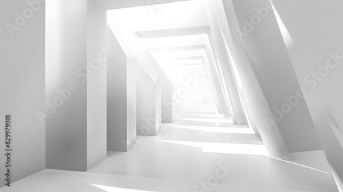 Minimal geometric white light background abstract design . Generative AI.