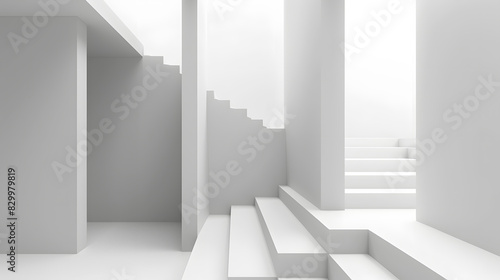 Minimal geometric white light background abstract design . Generative AI.
