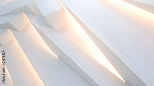 Minimal geometric white light background abstract design . Generative AI. photo