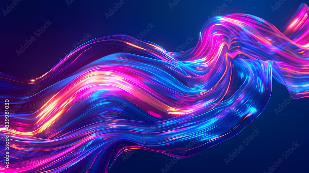 Naklejka premium Modern abstract high-speed movement. Colorful dynamic motion on blue background. Movement. Generative AI.