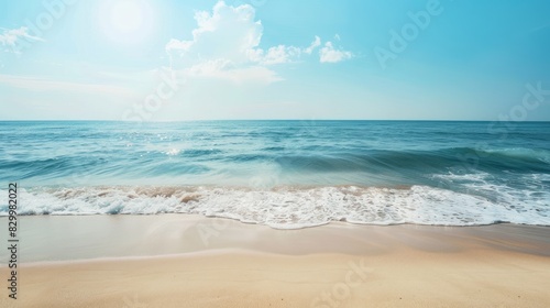 Copy space with empty beach and sea in the background