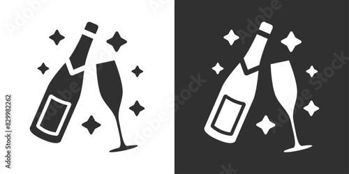Champagne bottle and glass sign icon vector illustration design
