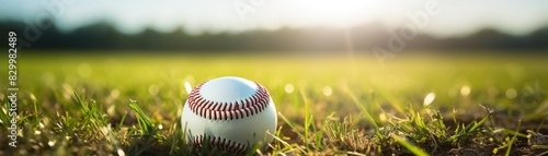 Baseball on a field with vibrant green grass, photorealistic, bright sunlight, sharp focus 8K , high-resolution, ultra HD,up32K HD photo