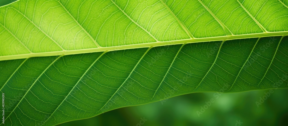 A close up image of a green leaf taken in nature with copy space perfect for using as a background or showcasing the vibrant greenery of tree leaves A close up image of a green leaf taken in nature with copy space perfect for using as a background or showcasing the vibrant greenery of tree leaves