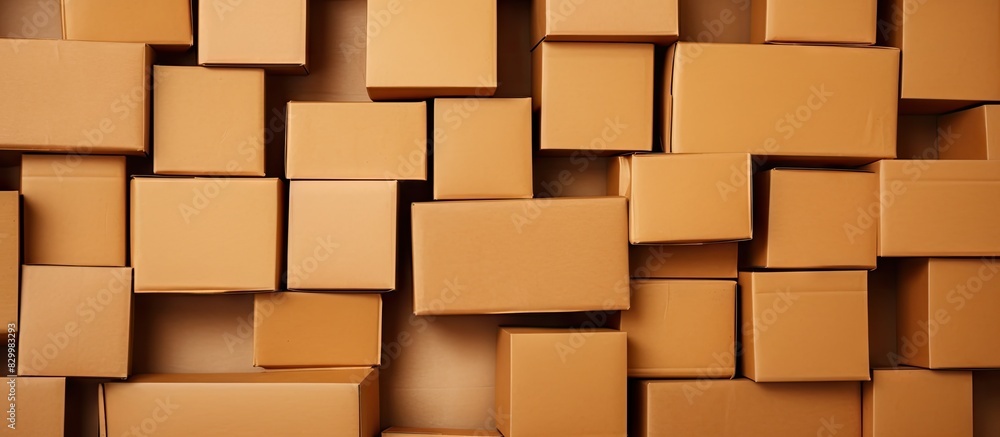 Background Copy space image featuring a collection of brown craft cardboard boxes Background Copy space image featuring a collection of brown craft cardboard boxes