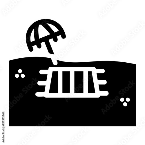 sun bed glyph style icon