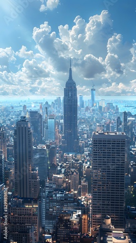 New York City skyline with the Empire State Building in the center