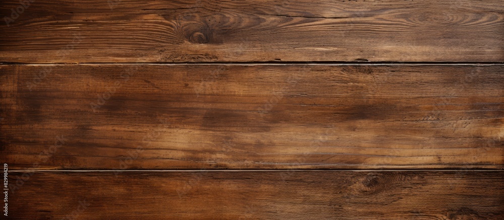 Fototapeta premium An aged brown wooden surface with a grunge texture serves as the background for this copy space image