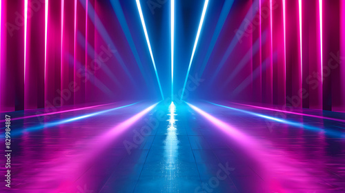 neon rays of light background. Generative AI.