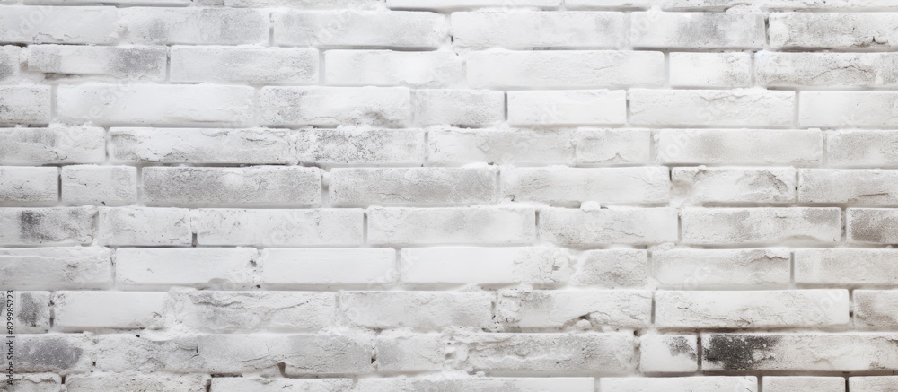 Fototapeta premium A white brick wall serves as a suitable texture or background for an image with empty spaces for additional content