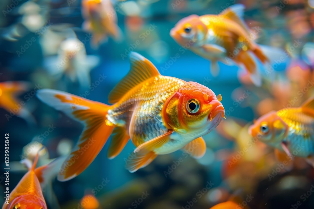 Harmony in the fish tank. Goldfish surrounded by lovely aquatic flora Harmony in the fish tank. Goldfish surrounded by lovely aquatic flora