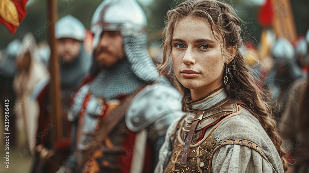 A medieval knight with a sword, leading an army into battle. A medieval knight with a sword, leading an army into battle.