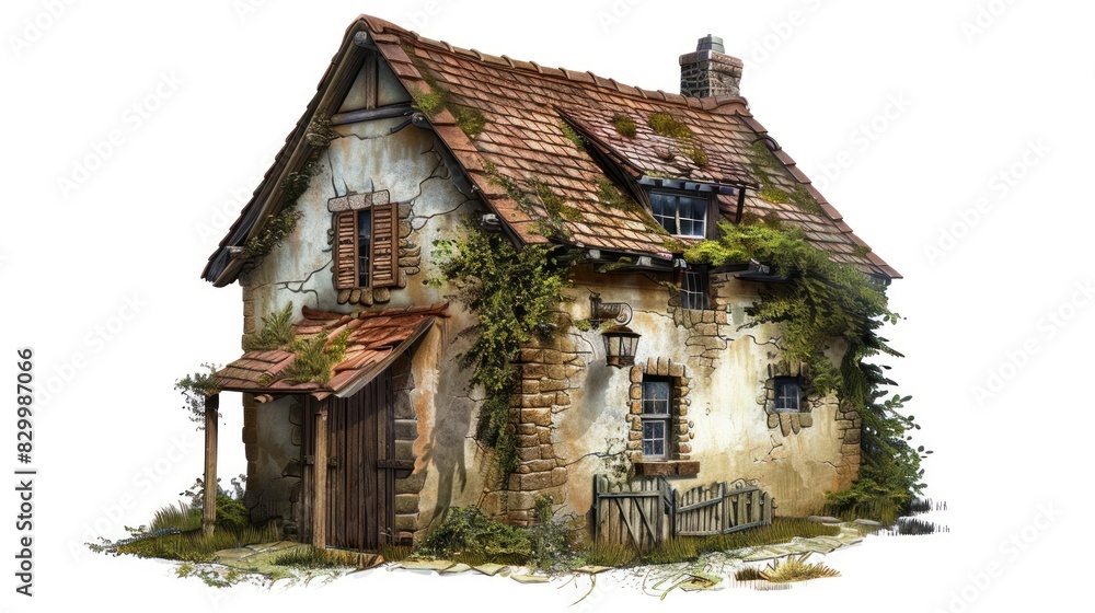 ancient house isolated white background. ancient house isolated white background.