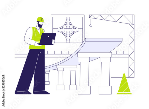 Road junction building abstract concept vector illustration.