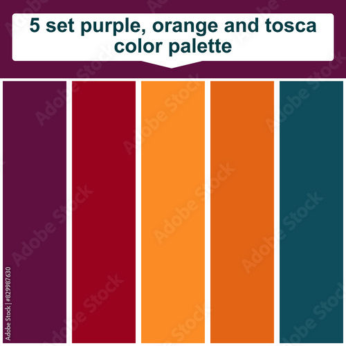 5 set purple, orange and tosca color palette. Elegant tosca, orange and purple colors palette. Beautiful color palette
