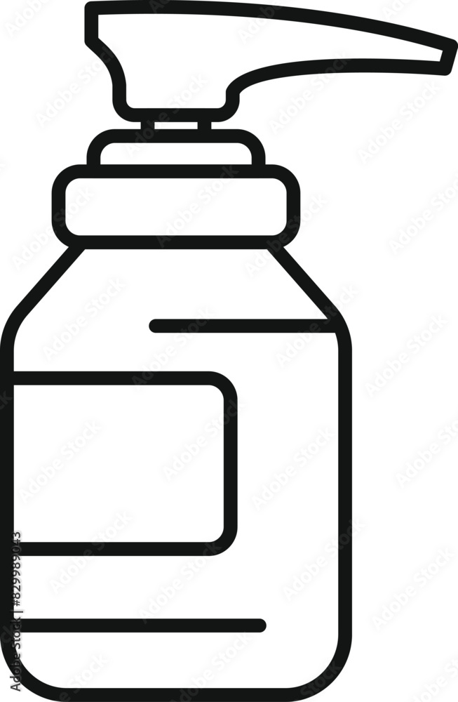 Black and white line drawing of a hand sanitizer pump bottle, suitable for various designs